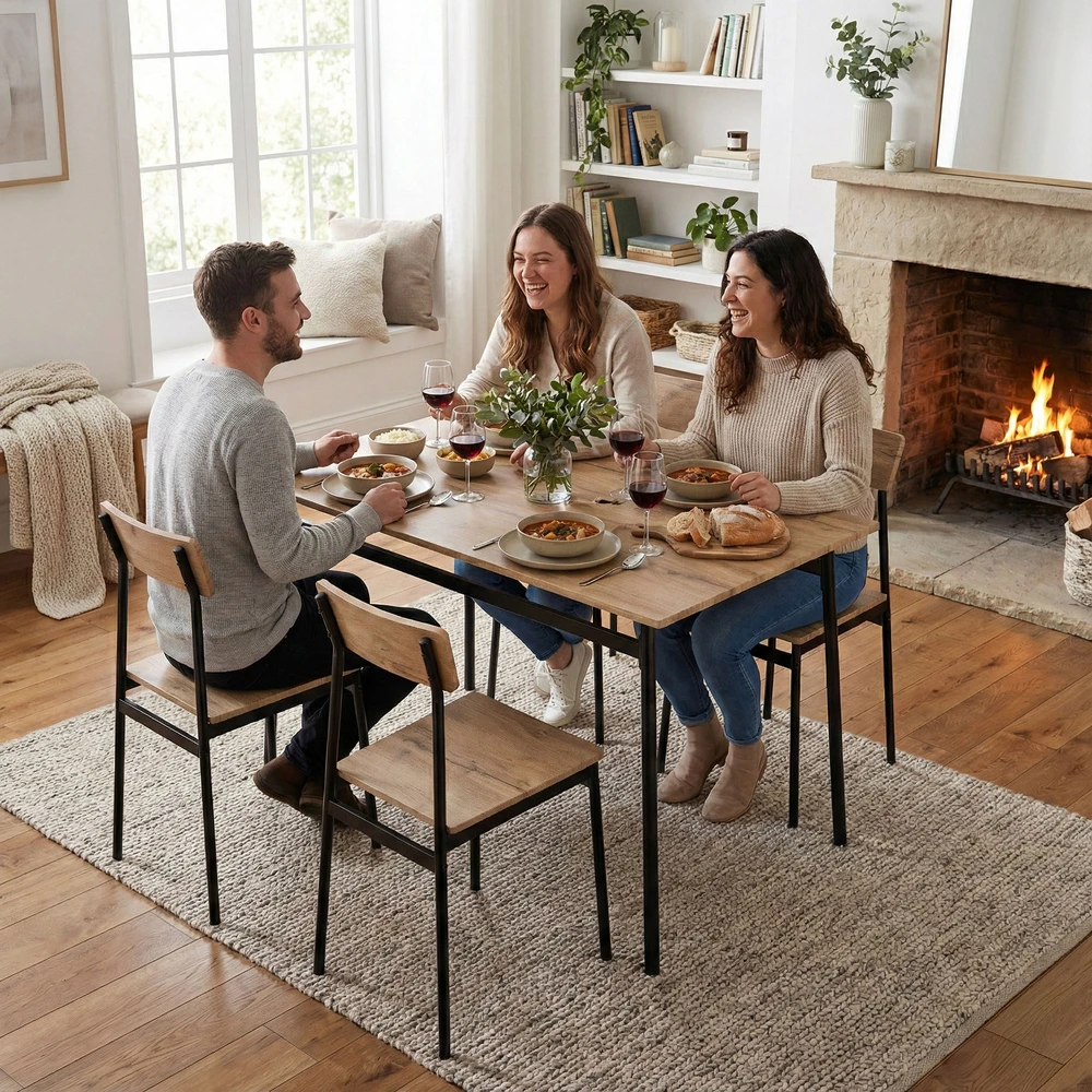 Valgomojo baldų komplektas stalas + 4 kėdės MALMO ModernHome