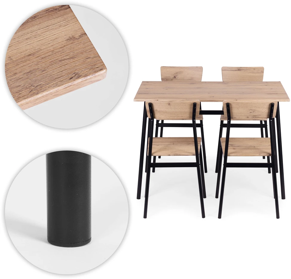 Valgomojo baldų komplektas stalas + 4 kėdės MALMO ModernHome
