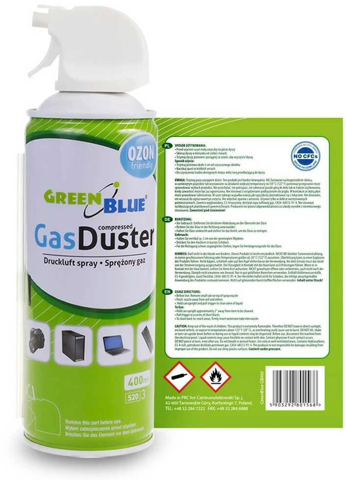 Valiklis GreenBlue Oem Suspaustas oras GB400 400ml