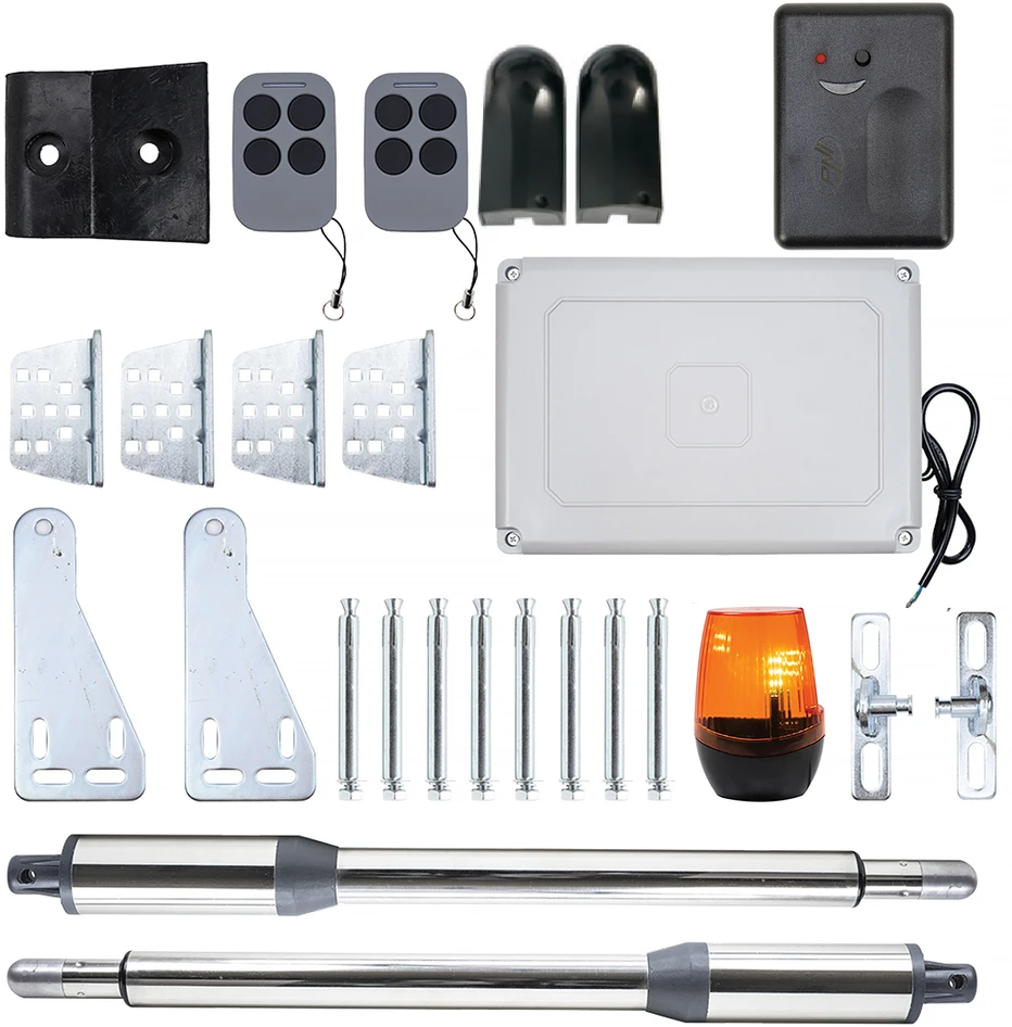 Varstomų vartų automatikos komplektas PNI MAB300, 2 varikliai 40W, vartų ilgis 2 x 2.5m, 200kg ir išmanioji relė PNI SmartHome RG120, Tuya programėlė
