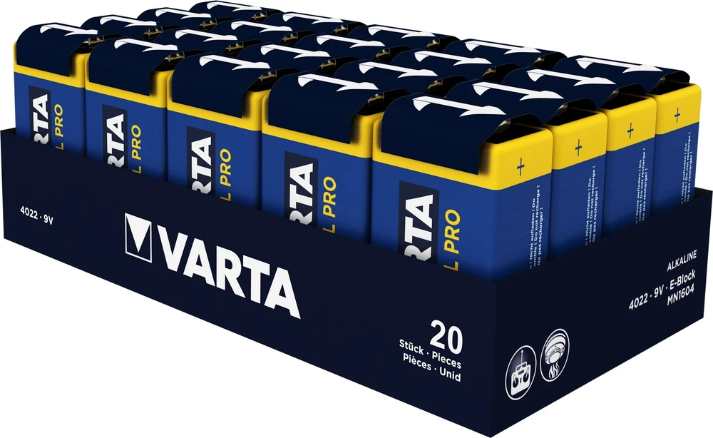 Varta Industrial Pro 6LR61 9V 640mAh baterija 4022, 20 vnt.