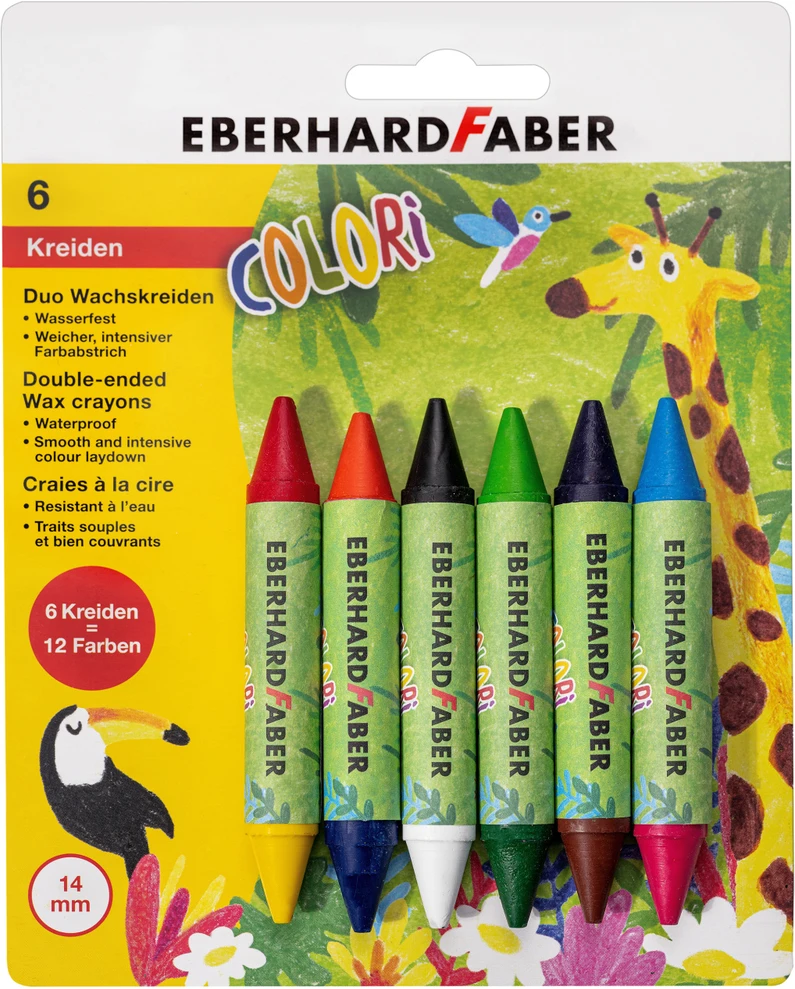 Vaškinės kreidelės EberhardFaber, Colori Duo, 6 spalvų