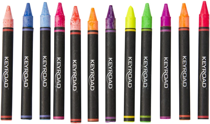 Vaškinės kreidelės Keyroad, 8mm, 12 neoninių spalvų