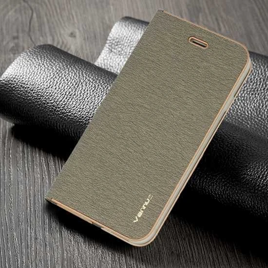 Vennus Book dėklas su rėmeliu skirtas Apple iPhone 14 Pro Max pilkos spalvos