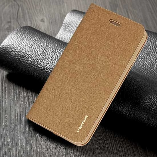 Vennus Book dėklas su rėmeliu skirtas Apple iPhone 13 Mini aukso spalvos