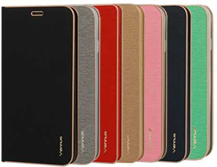 Vennus Book dėklas su rėmeliu skirtas Samsung Galaxy J3 (2016) aukso spalvos