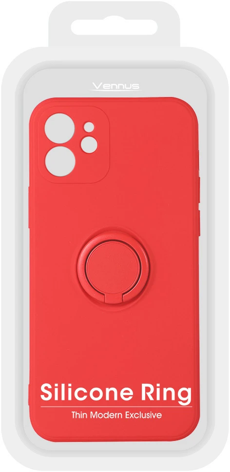 Dėklas Vennus Silicone Ring skirtas Apple iPhone 14 Pro raudonos spalvos
