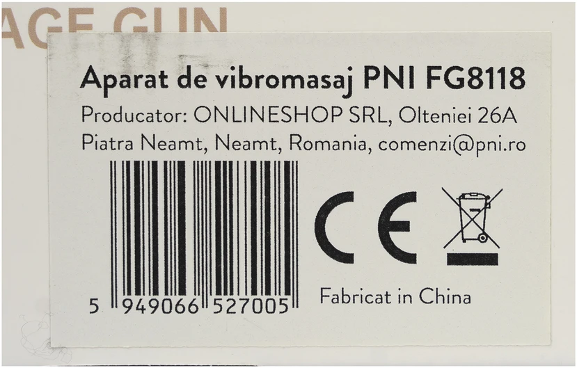 Ventiliatorius PNI FG8118 vibruojantis masažuoklis, 4 masažo galvutės, 6 intensyvumo lygiai, 1800 mAh baterija komplekte