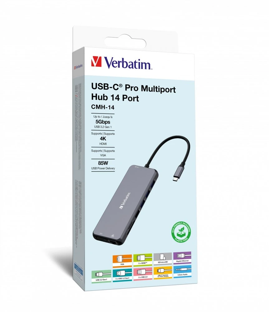 Verbatim CMH-14 C tipo USB 5000 Mbit/ai Sidabras