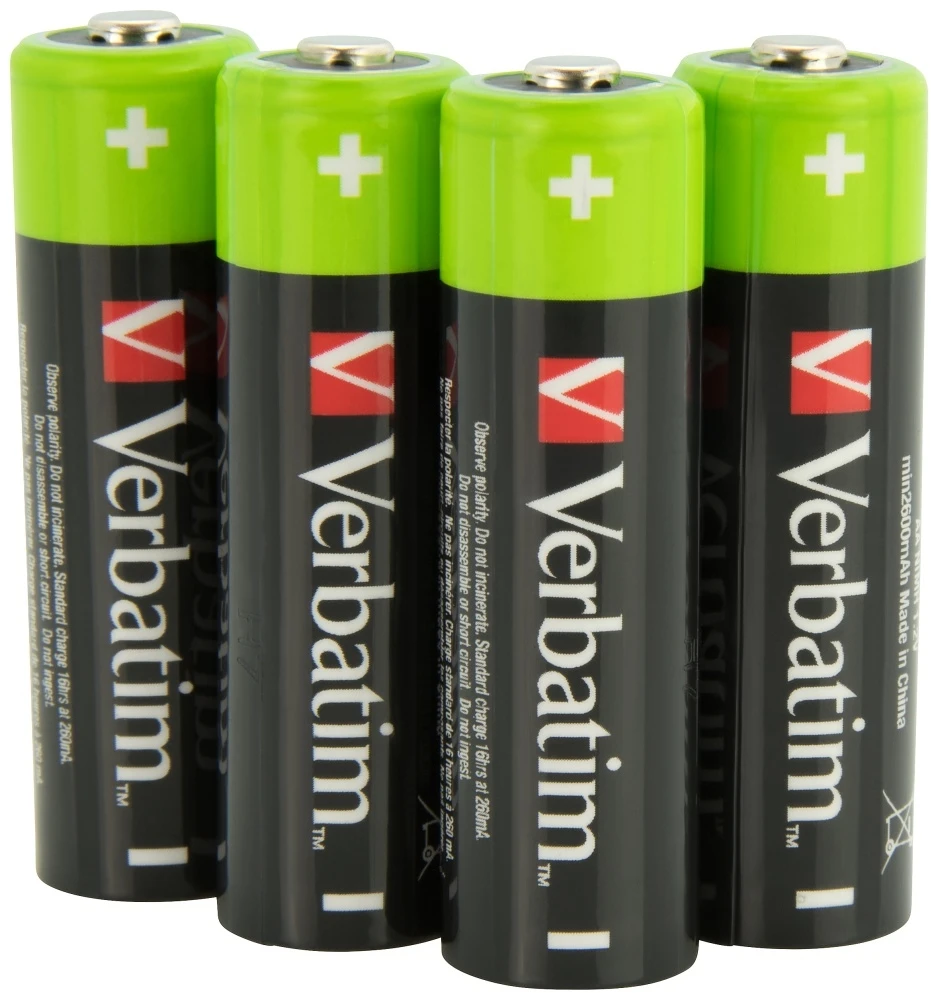 Verbatim Rechargeable Baterija NiMH AA 2500mAh Premium HR6 4vnt juodos spalvos 49517