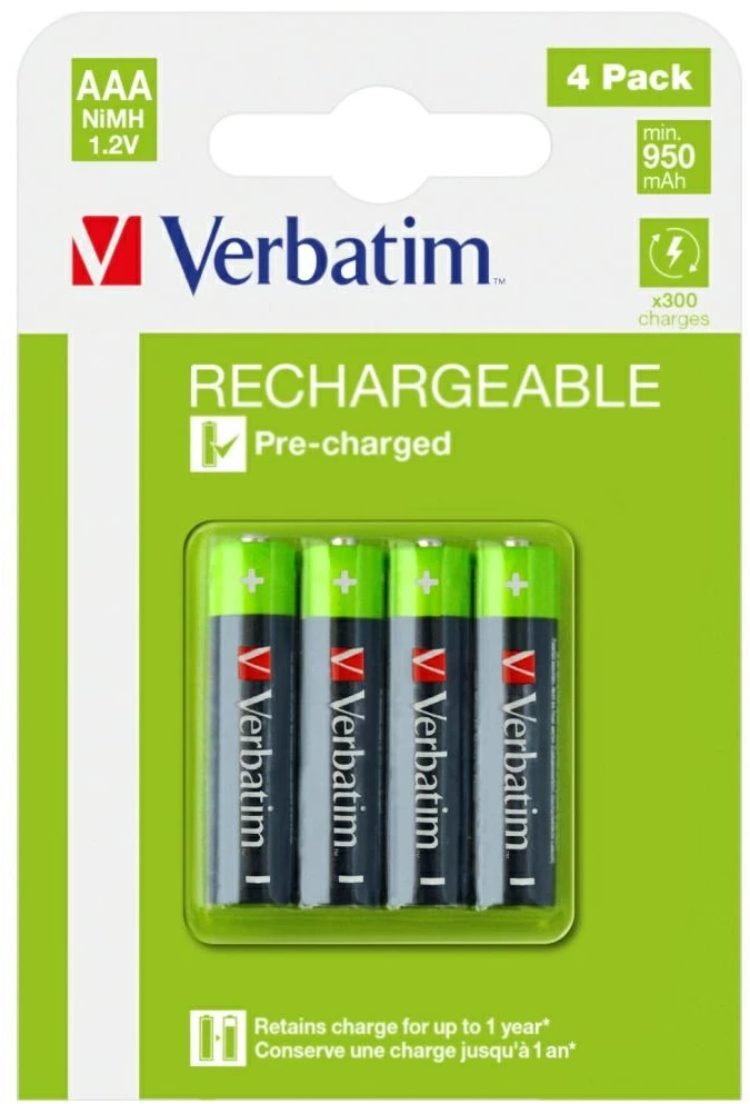 Verbatim Baterija NiMH AAA 950mAh Premium HR03 4vnt juodos spalvos 49514
