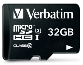 Verbatim 47041 Pro U3 Micro SDHC Atminties kortelė 32GB + Micro SD į SD Adapteris