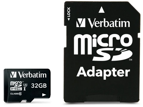 Verbatim 47041 Pro U3 Micro SDHC Atminties kortelė 32GB + Micro SD į SD Adapteris