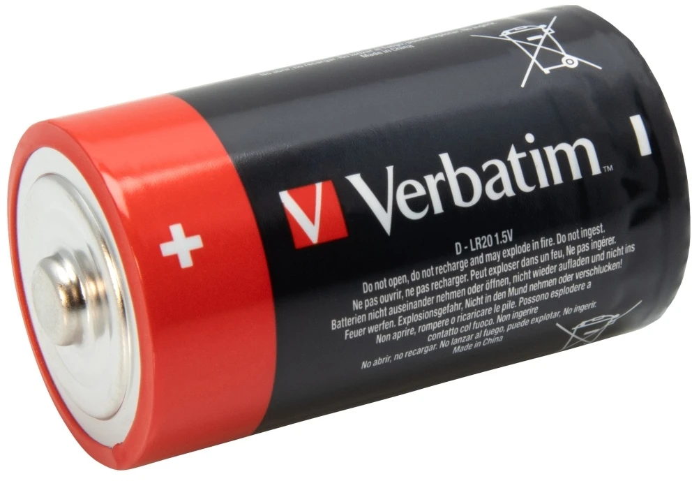 Verbatim Alkaline Baterija D LR20 2vnt juodos spalvos 49923