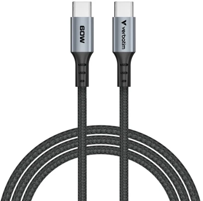 Verbatim 31845 Sync & Charge Kabelis USB-C į USB-C 60W 480Mbps 120cm, Pilka/Juoda