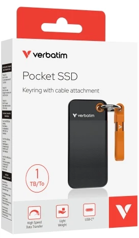 Verbatim 32193 Išorinis kietasis diskas SSD 1TB, USB-C 3.2 Gen 2, M.2, iki 1000MB/s, Juoda/Oranžinė
