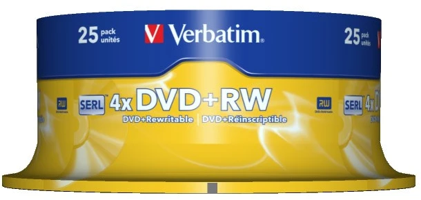 VERBATIM 25x DVD+RW SERL 4,7GB 4x Spindel matt sidabrinis paviršius