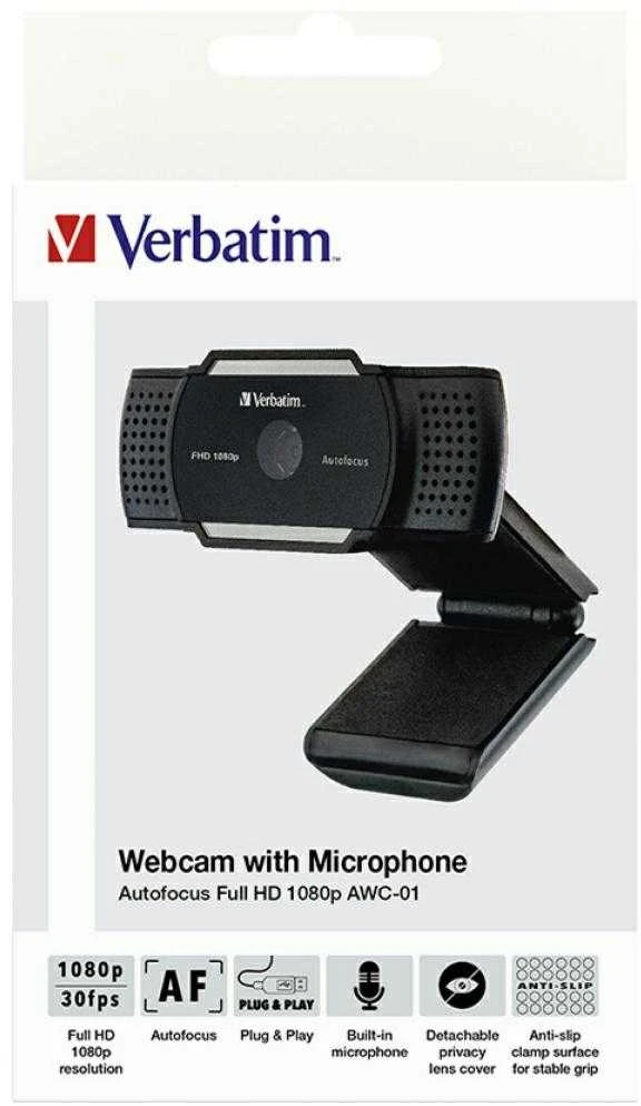 Verbatim Full HD 1080p internetinė kamera su mikrofonu AWC-01 juodos spalvos 49578