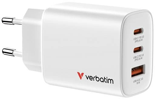 Verbatim Essentials tinklo įkroviklis GaN 65W baltas 32353