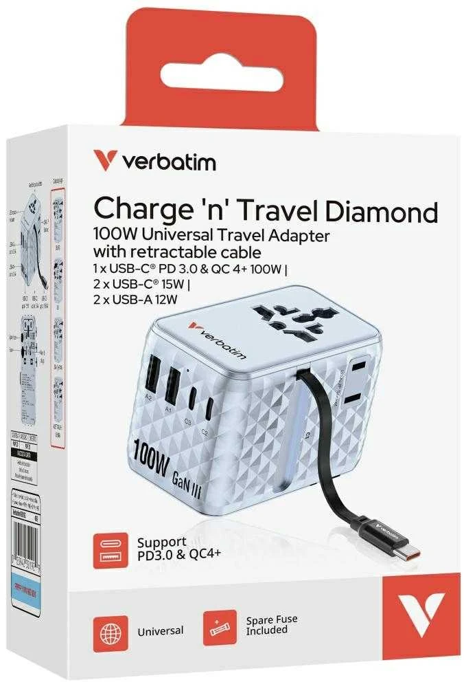 Verbatim Travel Diamond 100W įkroviklio pakuotė