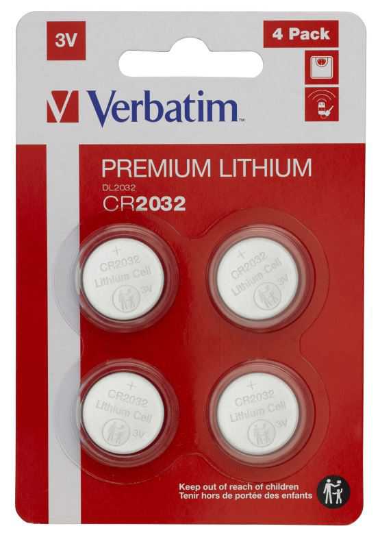 Lithium CR2032 3V batteries PREMIUM 4pcs/pack Verbatim
