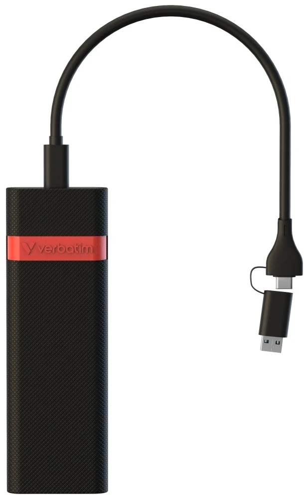 Verbatim M.2 NVMe USB 3.2 Gen 2 SSD išorinis korpusas su USB A/USB C kabeliu, juodas 32261