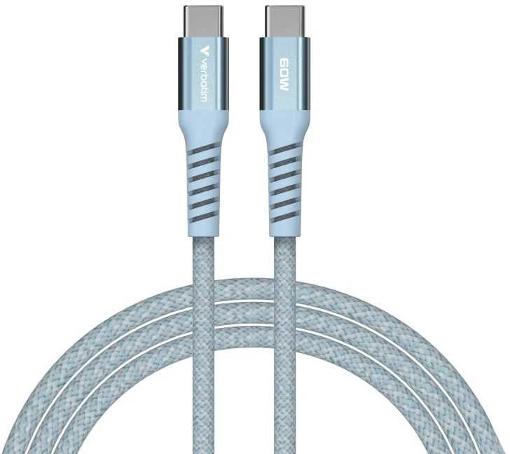 „Verbatim“ magnetinis sinchronizavimo ir įkrovimo laidas USB-C į USB-C, 60 W, 120 cm, Mėlyna