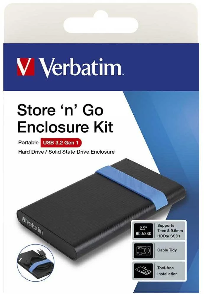 Verbatim Metal Enclosure skirtas Drive Store ‘n’ Go 2.5″ USB 3.2 juodos spalvos 53106