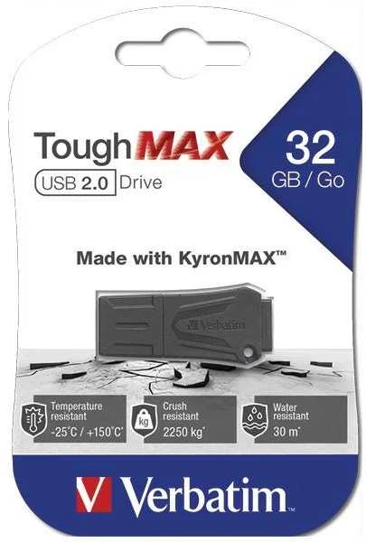Verbatim ToughMAX USB atmintukas 32 GB USB A tipo 2.0 Juoda