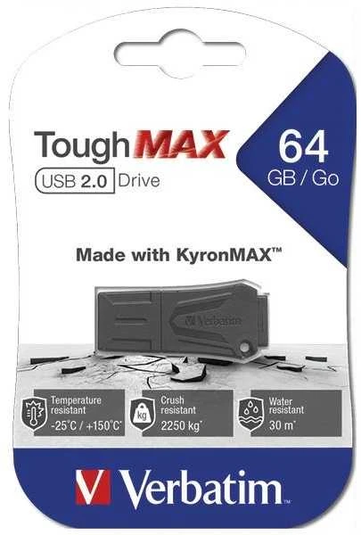 Verbatim ToughMAX USB atmintukas 64 GB USB A tipo 2.0 Juoda