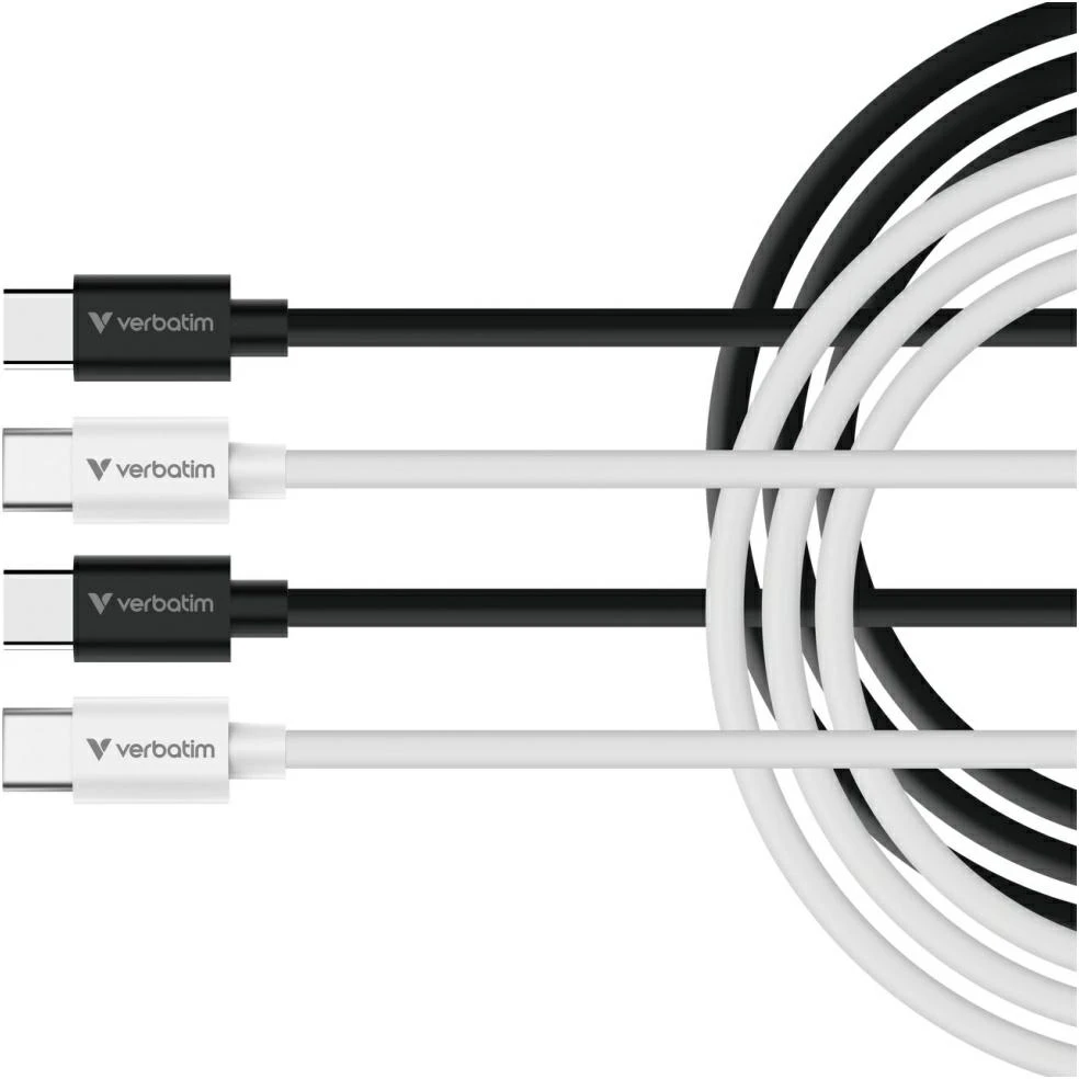 Verbatim Sync & Charge USB-C į C essentials 60W Kabelis juodos spalvos / baltos spalvos 2 vnt. 32391