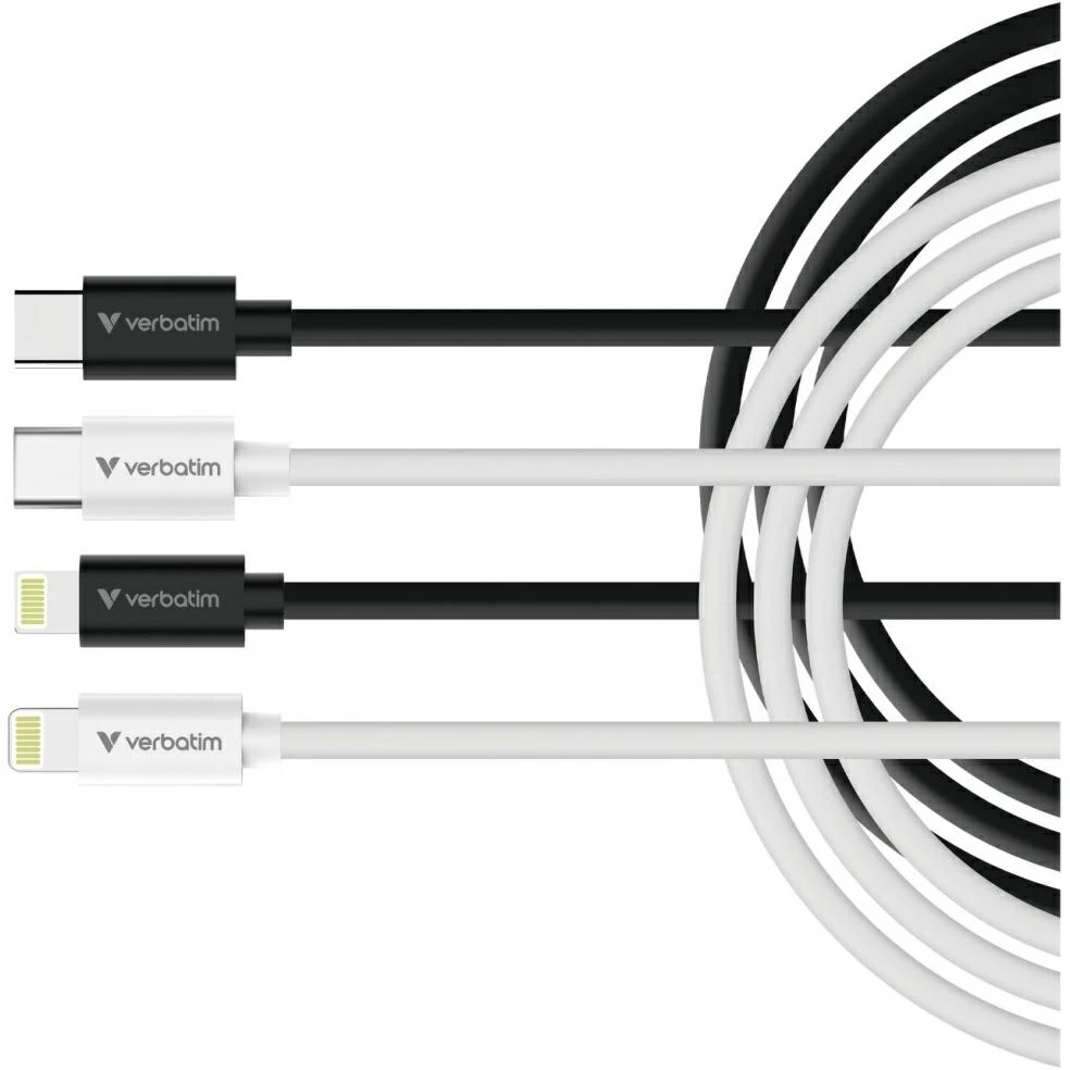 Verbatim Sync & Charge USB-C į Lightning essentials 27W kabelis juodos / baltos spalvos, 2 vnt. 32392
