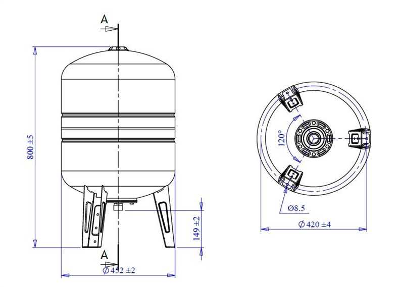 Vertikalioji hidroforo talpa Varem US080362CS0A2000, 80 l