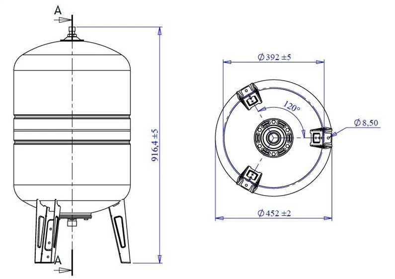 Vertikalioji hidroforo talpa Varem US100362CS0A2000, 100 l