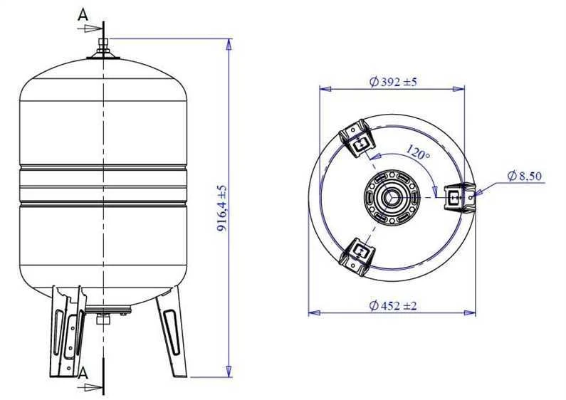 Vertikalioji hidroforo talpa Varem US100362CS0A2000, 100 l