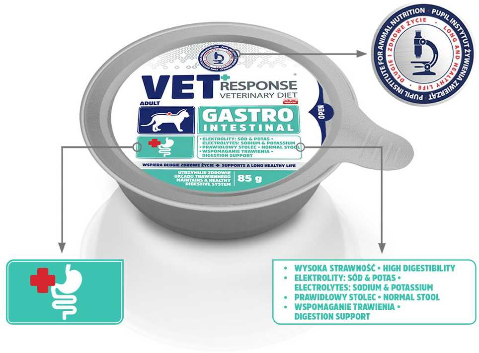 VET RESPONSE Gastrointestinal – šlapias kačių maistas – 4x85g