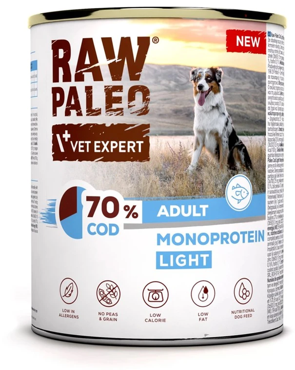 Šunų Maistas - VetExpert Raw Paleo Cod Light Monoprotein Wet 800g