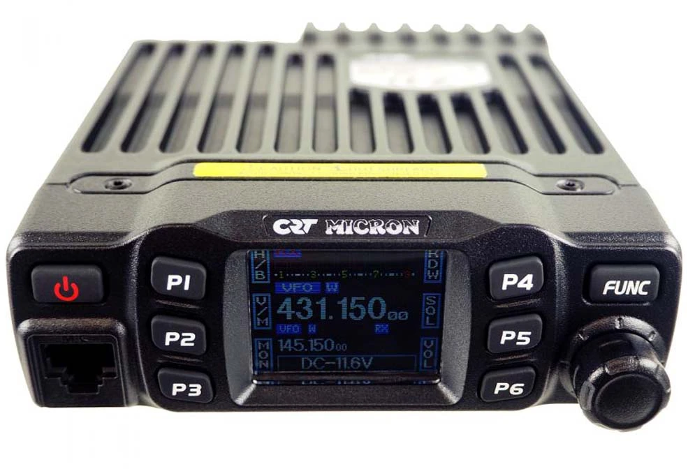 VHF / UHF CRT MICRON UV dviejų dažnių radijo stotelė 136-174 MHz – 400-470 MHz, 13.8 Vdc, DTMF, dvigubas budėjimo režimas (Dual Watch), TOT, nuskaitymas (Scan), Talk Around