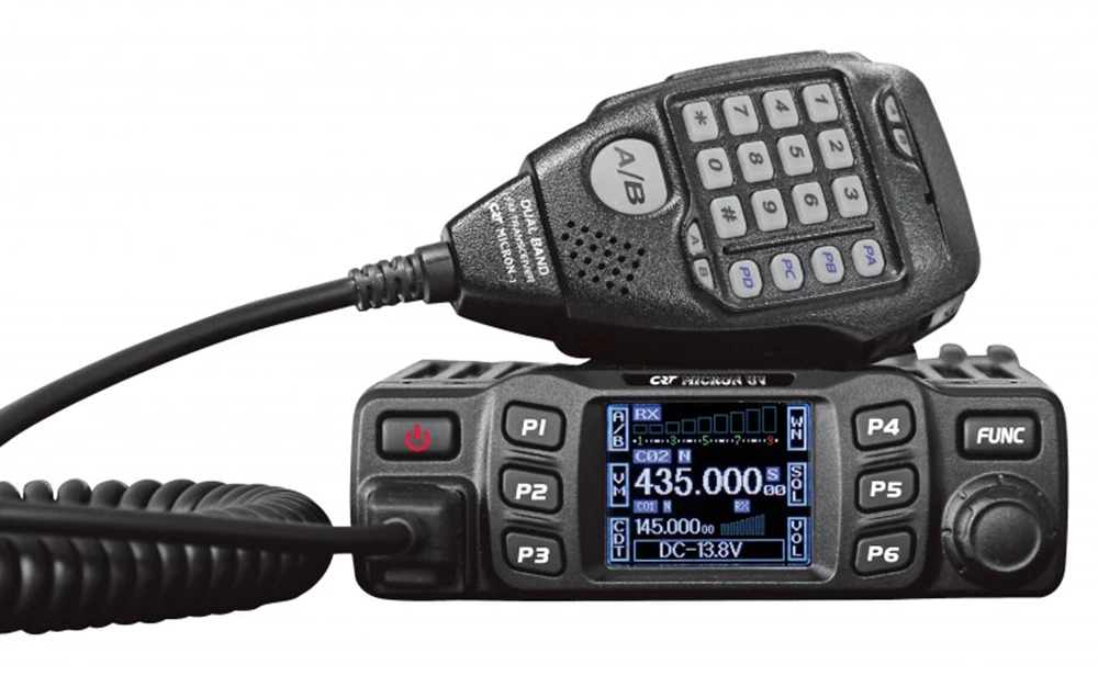 VHF / UHF CRT MICRON UV dviejų dažnių radijo stotelė 136-174 MHz – 400-470 MHz, 13.8 Vdc, DTMF, dvigubas budėjimo režimas (Dual Watch), TOT, nuskaitymas (Scan), Talk Around
