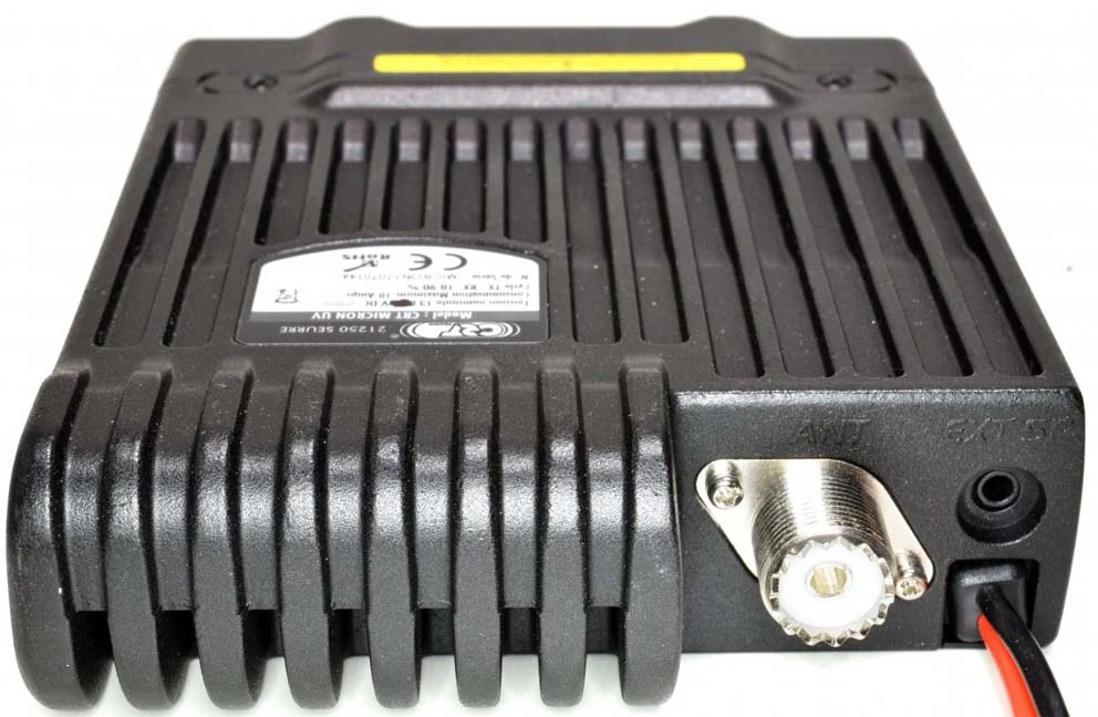 VHF / UHF CRT MICRON UV dviejų dažnių radijo stotelė 136-174 MHz – 400-470 MHz, 13.8 Vdc, DTMF, dvigubas budėjimo režimas (Dual Watch), TOT, nuskaitymas (Scan), Talk Around