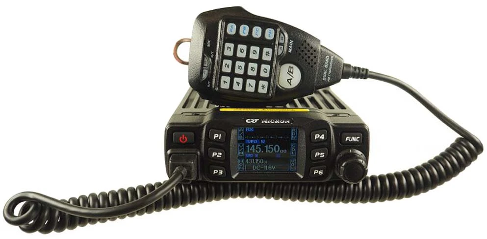 VHF / UHF CRT MICRON UV dviejų dažnių radijo stotelė 136-174 MHz – 400-470 MHz, 13.8 Vdc, DTMF, dvigubas budėjimo režimas (Dual Watch), TOT, nuskaitymas (Scan), Talk Around