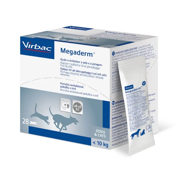 Vibrac Virbac Megaderm maisto papildas šunims ir katėms, 28×4 ml