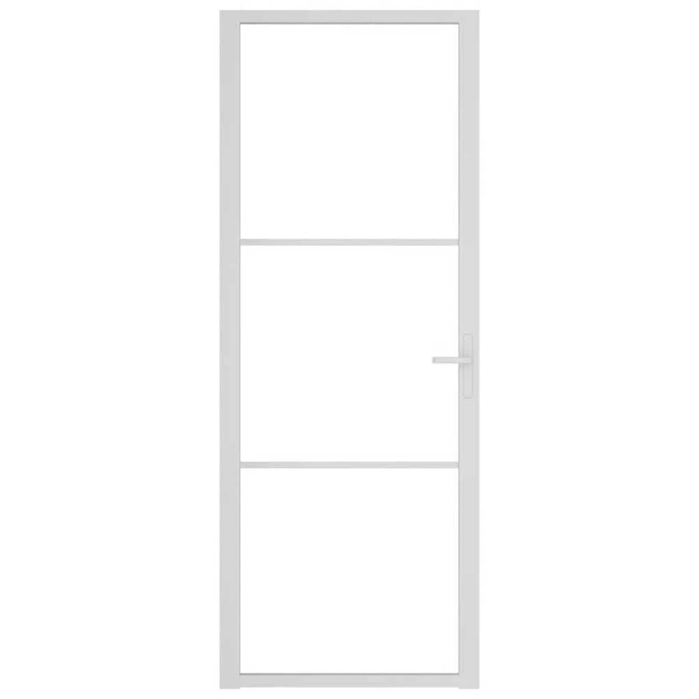 Vidaus durys, baltos, 76x201,5cm, ESG stiklas ir aliuminis