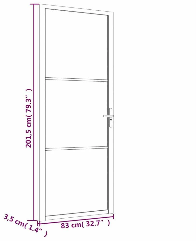 Vidaus durys, baltos, 83x201,5cm, ESG stiklas ir aliuminis