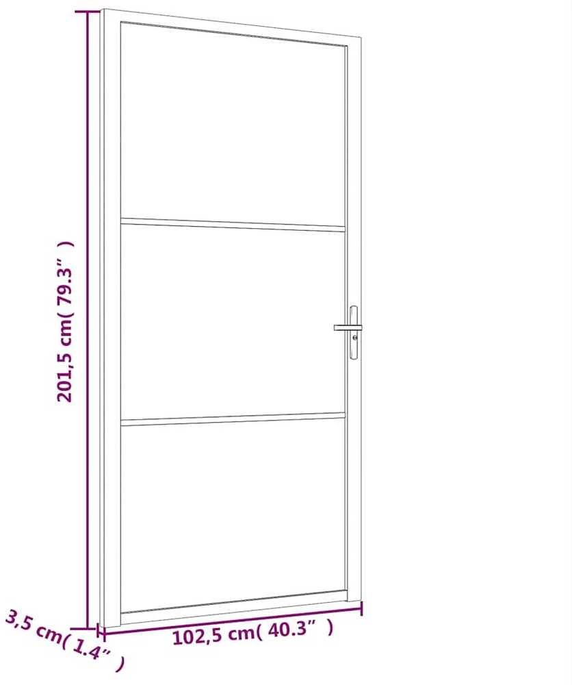 Vidaus durys, juodos, 102,5x201,5cm, matinis stiklas/aliuminis