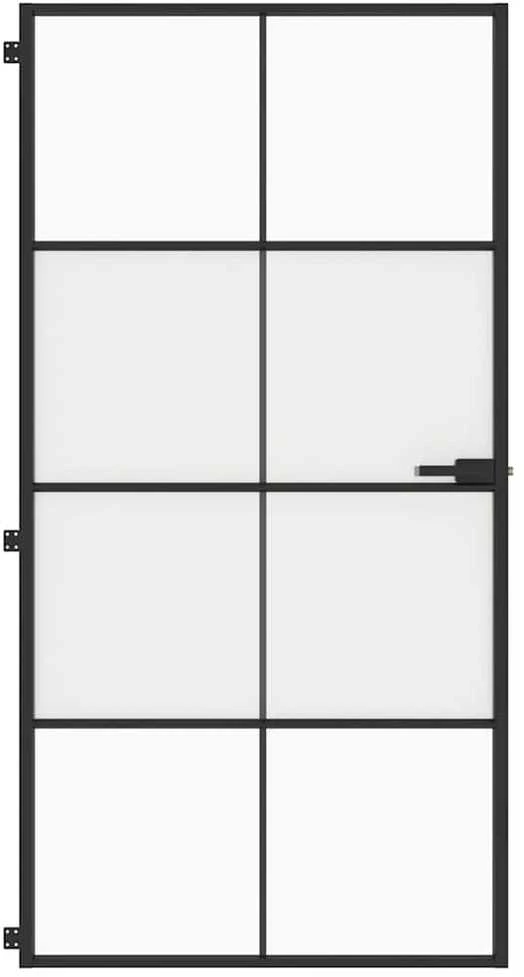 Vidaus durys, juodos, 102,5x201,5cm, stiklas ir aliuminis