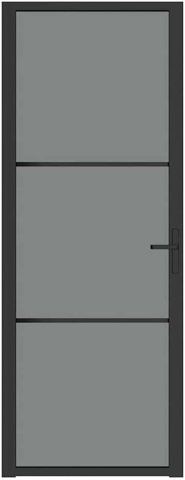 Vidaus durys, juodos, 76x201,5cm, ESG stiklas ir aliuminis