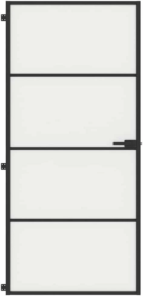 Vidaus durys, juodos, 93x201,5cm, grūdintas stiklas/aliuminis