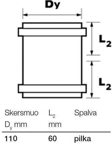 Vidaus kanalizacijos dviguba mova Wavin, Ø 110 mm
