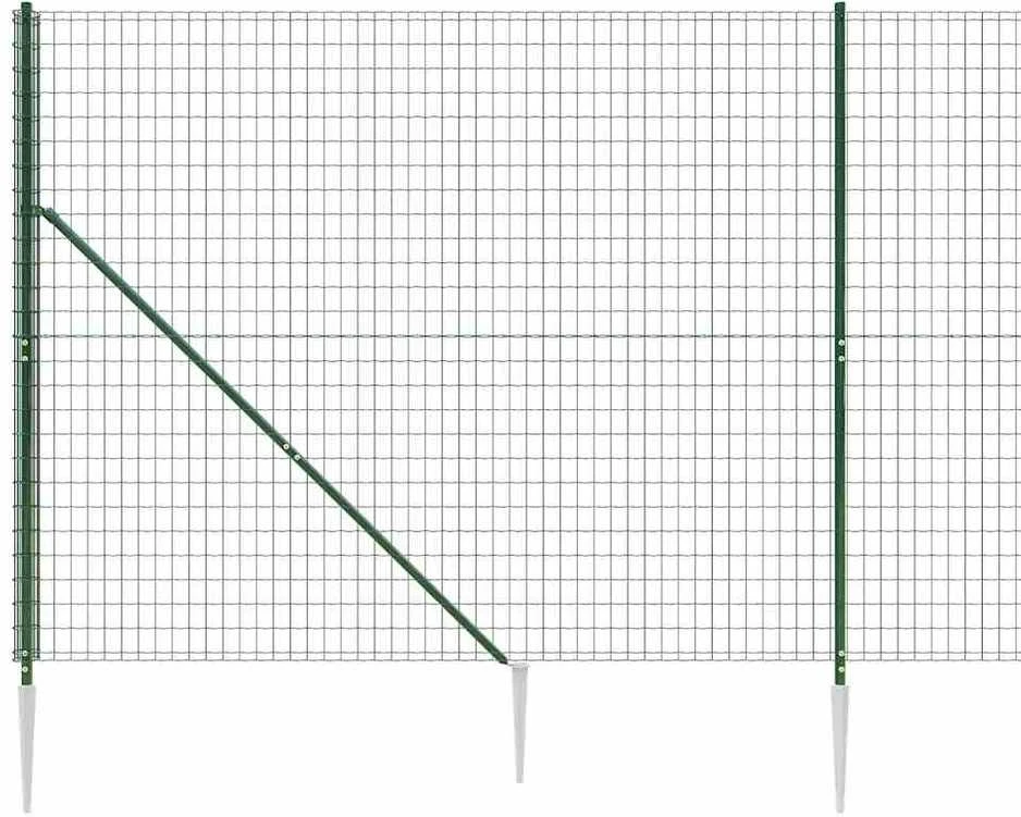 Vielinė tinklinė tvora su smaigais, žalios spalvos, 2,2x10m